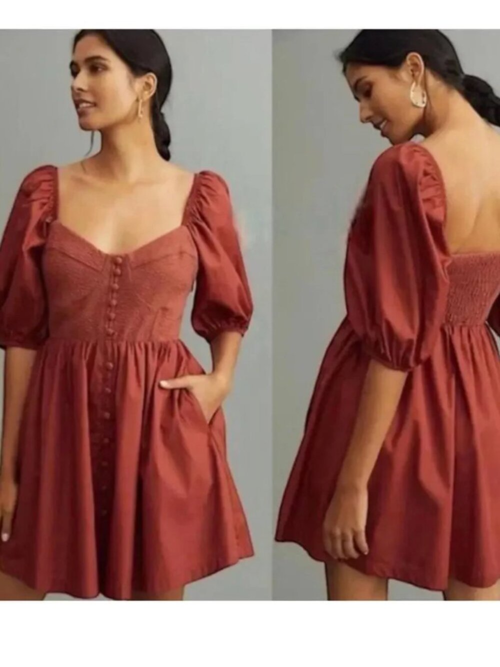 Maeve Puff-Sleeved Mini Dress by Anthropologie XS